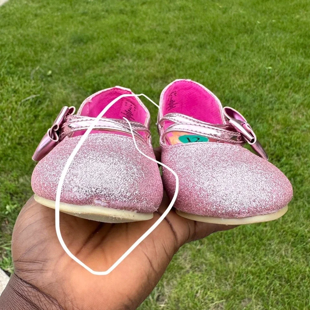Disney Princess Toddler Girl Mary Jane Heels Costume Shoes Size 12 Pink Glitter